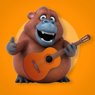 Müzik - 3d çizim eğlenceli çizgi film karakteri