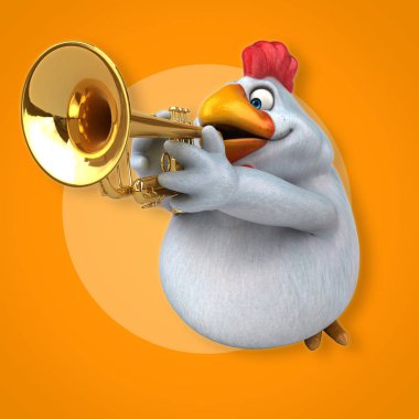 Müzik - 3d çizim eğlenceli çizgi film karakteri