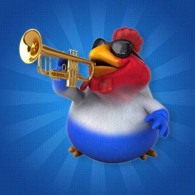 Müzik - 3d çizim eğlenceli çizgi film karakteri