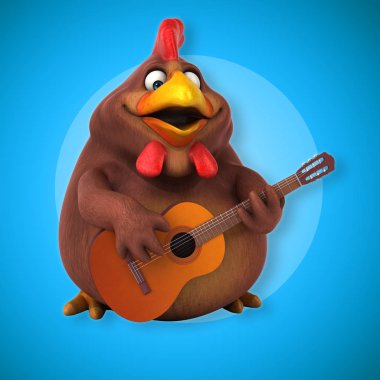 Müzik - 3d çizim eğlenceli çizgi film karakteri