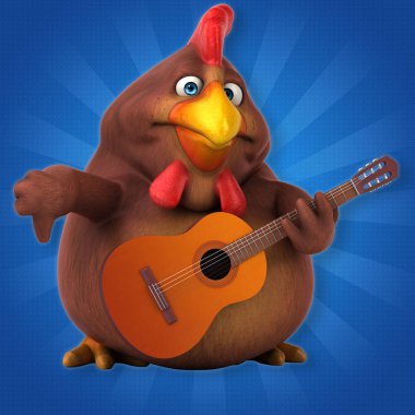 Müzik - 3d çizim eğlenceli çizgi film karakteri