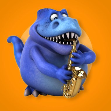 Müzik - 3d çizim eğlenceli çizgi film karakteri