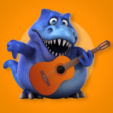 Müzik - 3d çizim eğlenceli çizgi film karakteri