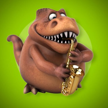 Müzik - 3d çizim eğlenceli çizgi film karakteri