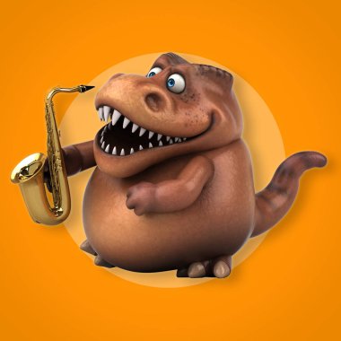 Müzik - 3d çizim eğlenceli çizgi film karakteri