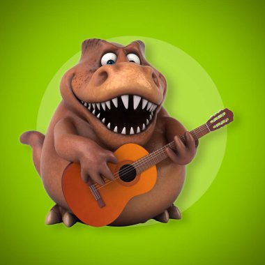 Müzik - 3d çizim eğlenceli çizgi film karakteri