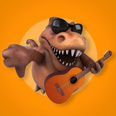 Müzik - 3d çizim eğlenceli çizgi film karakteri