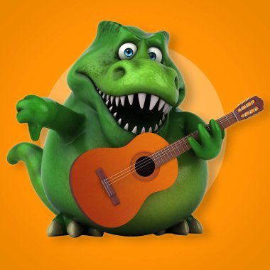 Müzik - 3d çizim eğlenceli çizgi film karakteri