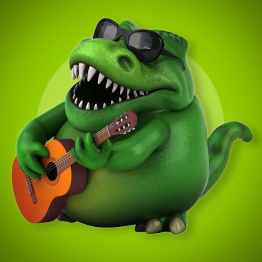 Müzik - 3d çizim eğlenceli çizgi film karakteri