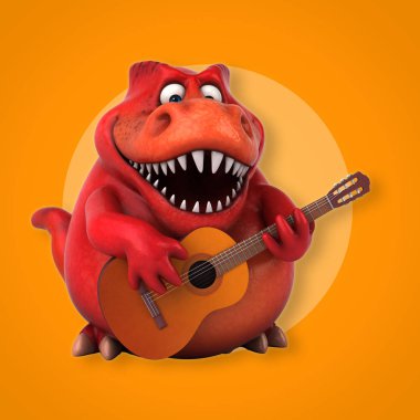 Müzik - 3d çizim eğlenceli çizgi film karakteri