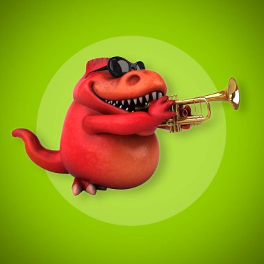 Müzik - 3d çizim eğlenceli çizgi film karakteri