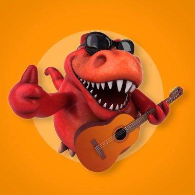 Müzik - 3d çizim eğlenceli çizgi film karakteri