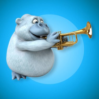 Müzik - 3d çizim eğlenceli çizgi film karakteri