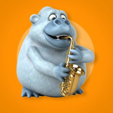 Müzik - 3d çizim eğlenceli çizgi film karakteri