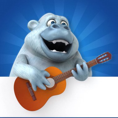 Müzik - 3d çizim eğlenceli çizgi film karakteri