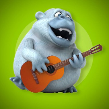 Müzik - 3d çizim eğlenceli çizgi film karakteri