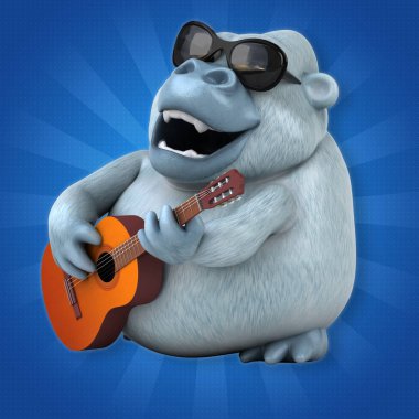 Müzik - 3d çizim eğlenceli çizgi film karakteri