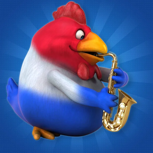 Fun cartoon character playing music - 3D Illustration