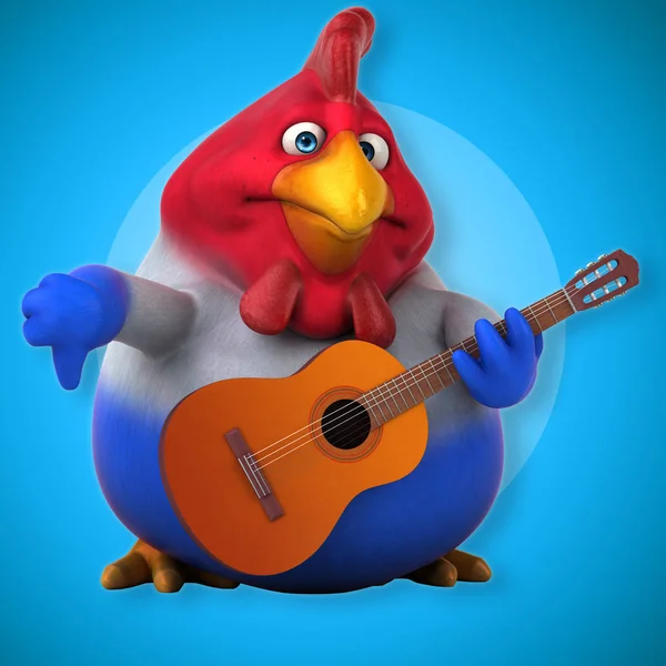 Fun cartoon character playing music - 3D Illustration