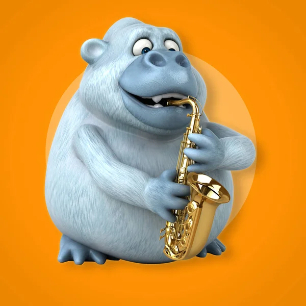 Müzik - 3d çizim eğlenceli çizgi film karakteri