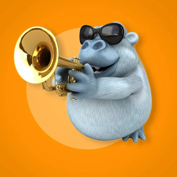 Müzik - 3d çizim eğlenceli çizgi film karakteri