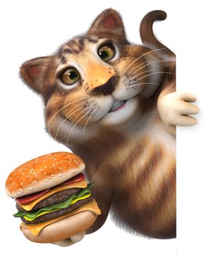 Hamburger - 3d çizim ile eğlenceli çizgi film karakteri