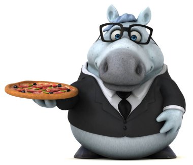 Pizza - 3d çizim ile eğlenceli çizgi film karakteri