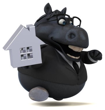 Eğlenceli çizgi film karakteri ile ev - 3d çizim