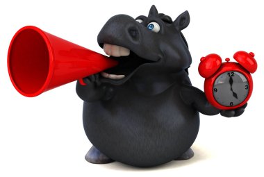 eğlenceli çizgi film karakteri ile çalar saat - 3d çizim