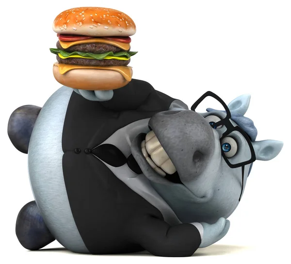 Spaß Cartoon Figur Mit Hamburger Illustration — Stockfoto