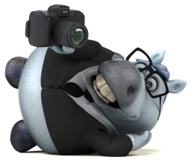 Eğlenceli çizgi film karakteri ile fotoğraf makinesi - 3d çizim