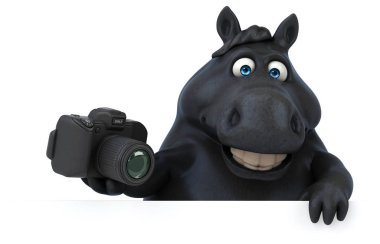 Eğlenceli çizgi film karakteri ile fotoğraf makinesi - 3d çizim