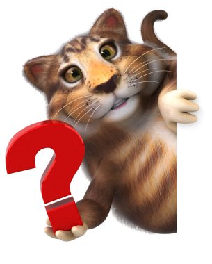 Eğlenceli çizgi film karakteri ile soru - 3d çizim