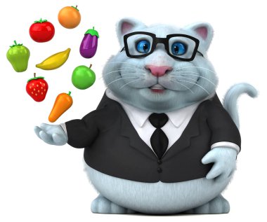 Meyve ve sebze - 3d çizim ile eğlenceli çizgi film karakteri