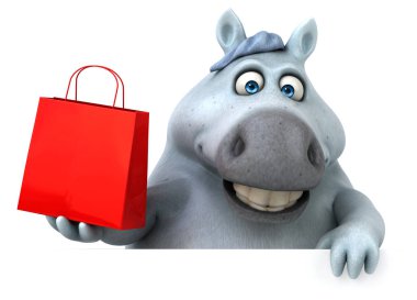 eğlenceli çizgi film karakteri - 3d çizim alışveriş