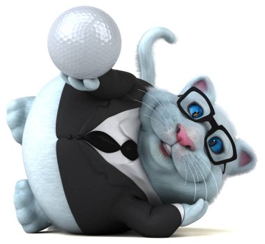 Eğlenceli çizgi film karakteri ile topu - 3d çizim