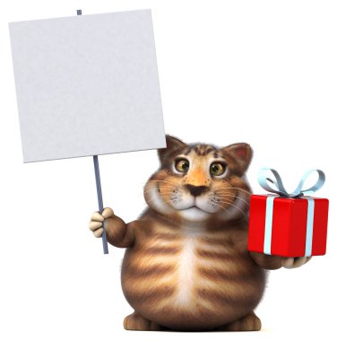 Eğlenceli çizgi film karakteri ile hediye - 3d çizim