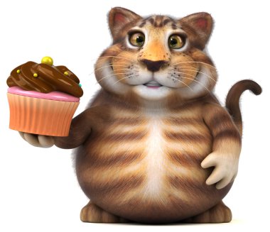 Cupcake - 3d çizim ile eğlenceli çizgi film karakteri