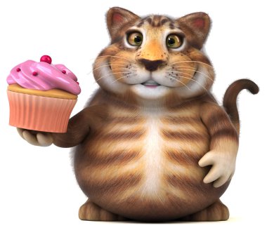 Cupcake - 3d çizim ile eğlenceli çizgi film karakteri