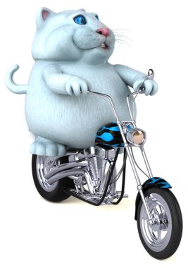 Eğlenceli çizgi film karakteri üzerinde motosiklet - 3d çizim