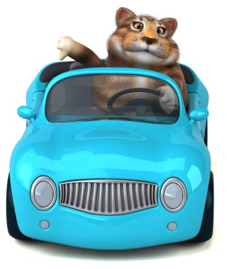 Araba - 3d çizim eğlenceli çizgi film karakteri