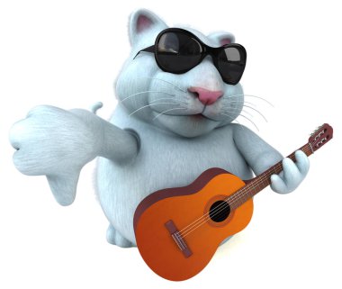 Gitar - 3d çizim ile eğlenceli çizgi film karakteri