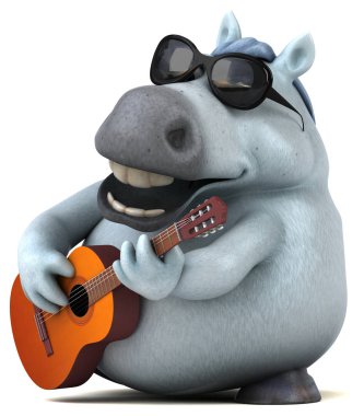 Gitar - 3d çizim ile eğlenceli çizgi film karakteri