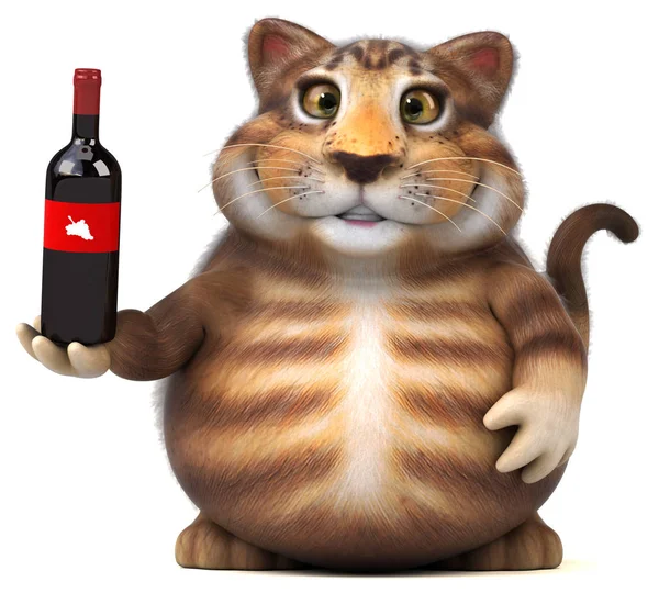 Personagem Desenho Animado Divertido Com Vinho Ilustração — Fotografia de Stock