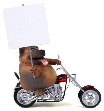 Eğlenceli çizgi film karakteri üzerinde motosiklet - 3d çizim