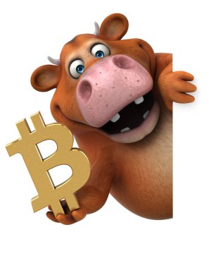 Bitcoin - 3d çizim ile eğlenceli çizgi film karakteri
