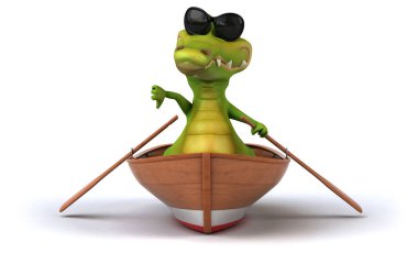 Eğlenceli timsah - 3d çizim tekne