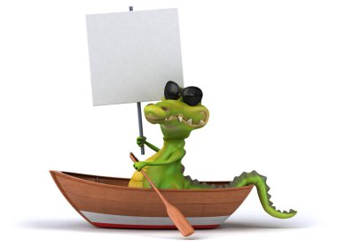 Eğlenceli timsah - 3d çizim tekne