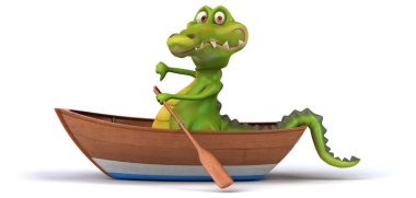 Eğlenceli timsah - 3d çizim tekne