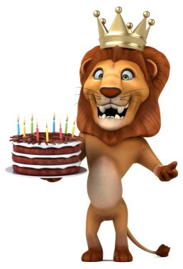 Eğlenceli çizgi film karakteri ile kek - 3d çizim